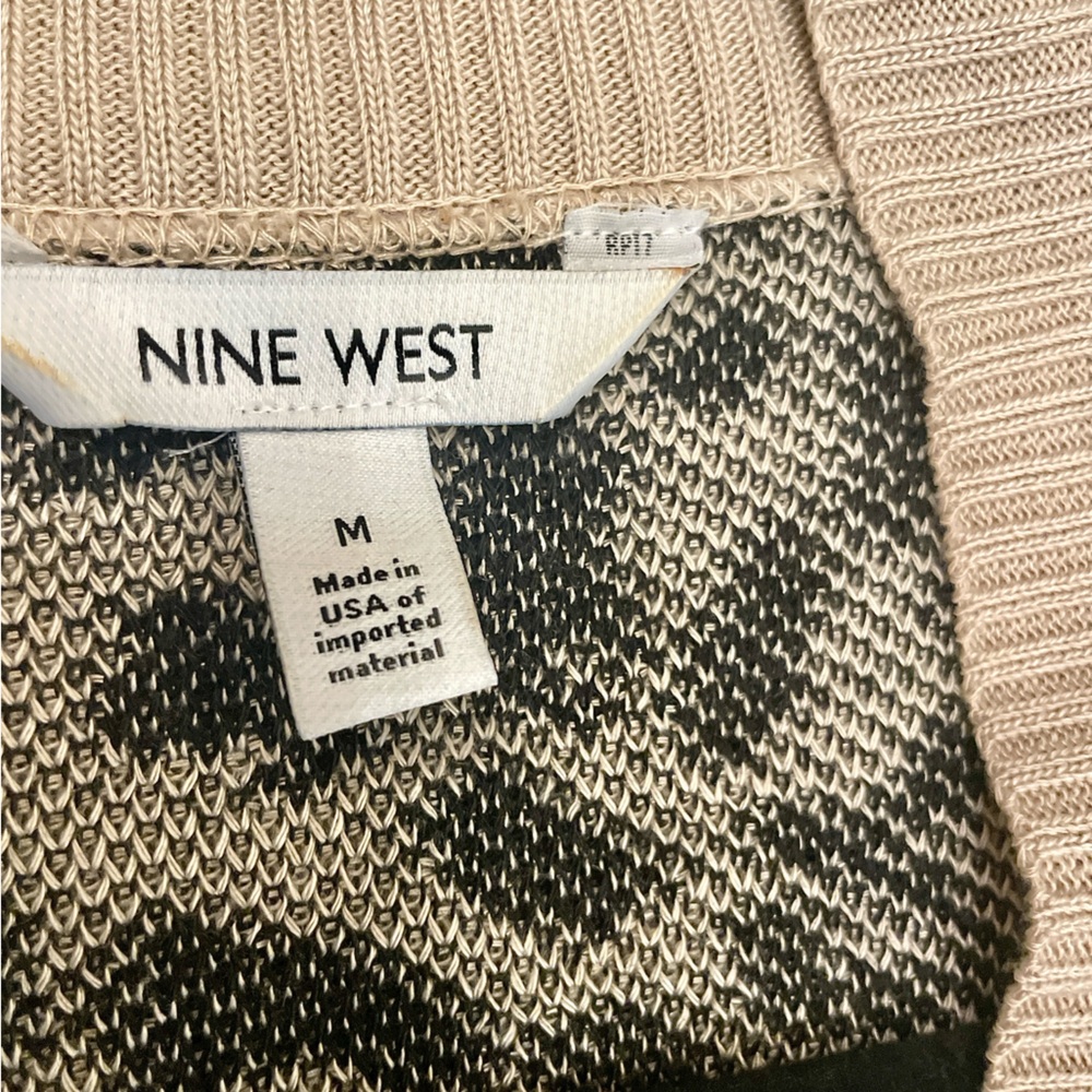 Nine West Women's Beige and Black Leopard Cardigan Sweater - Picture 5 of 8